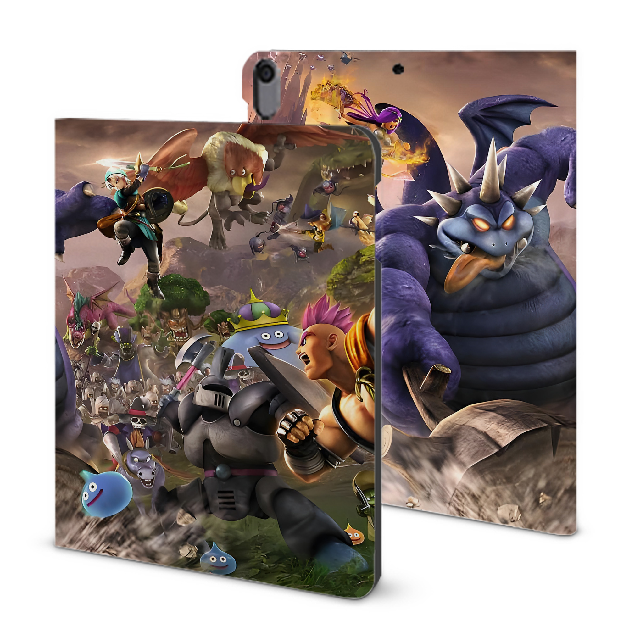 （画像用） ドラゴンクエスト Doragon Kuesuto Dragon Quest IPad ケース ブック型 PUレザー TPU 耐衝撃 軽量 薄型 ペン収納なし 全面保護 IPad 各モデル対応